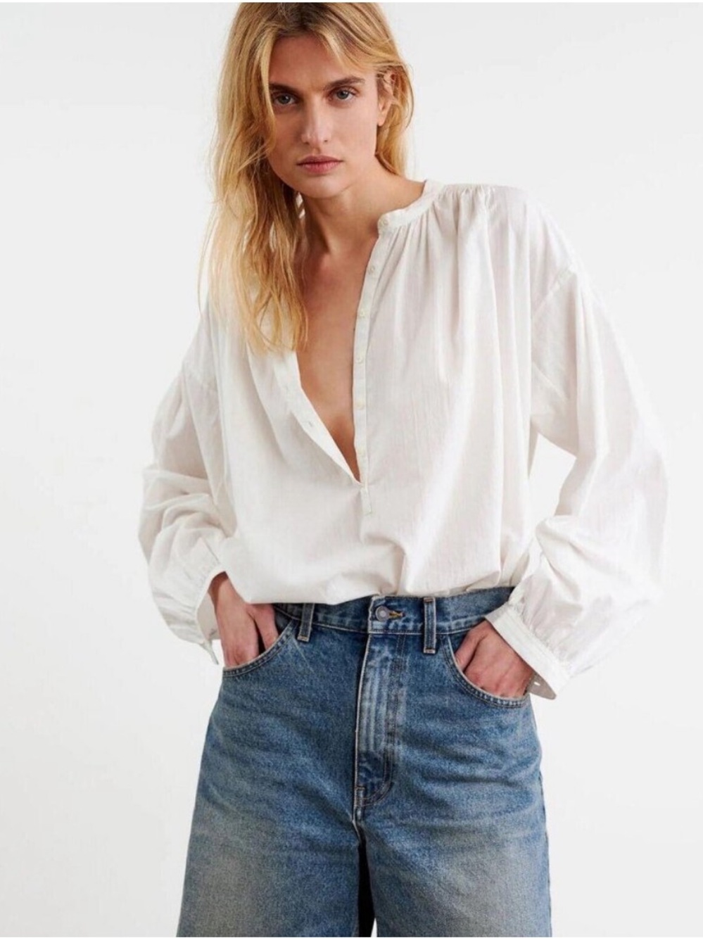 Nili Lotan M Neville Tunic Shirt 100% Cotton Oversized Classic Boho Minimalist